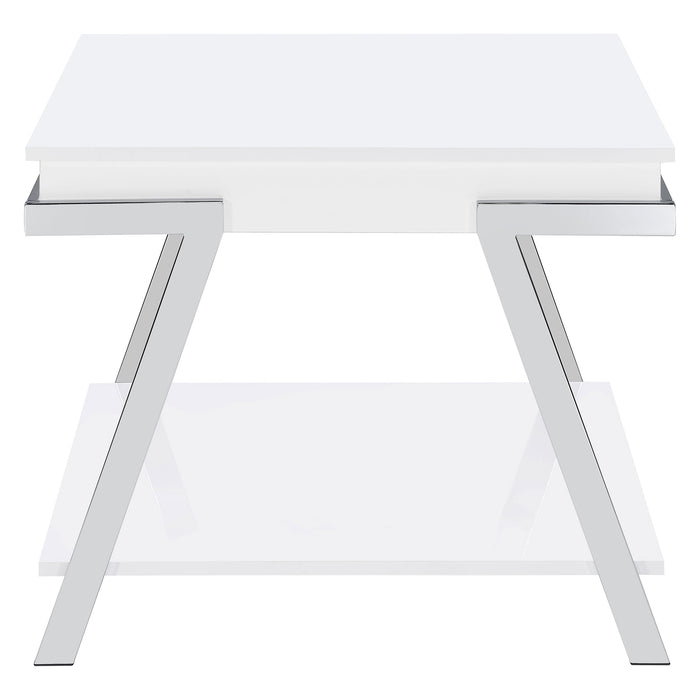 Marcia Rectangular Side End Table White High Gloss