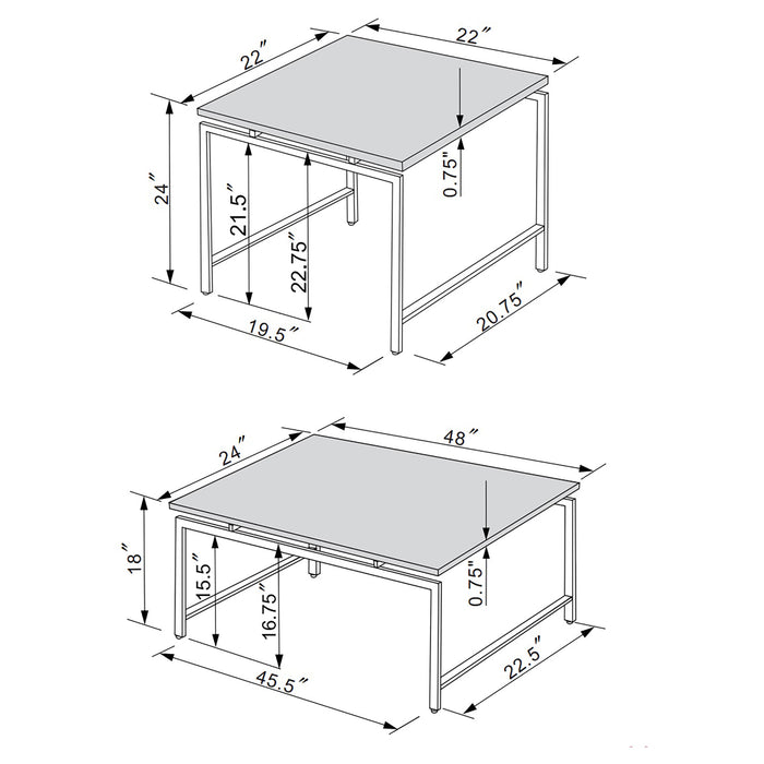 Clark 3-piece Faux Marble Top Coffee Table Set White