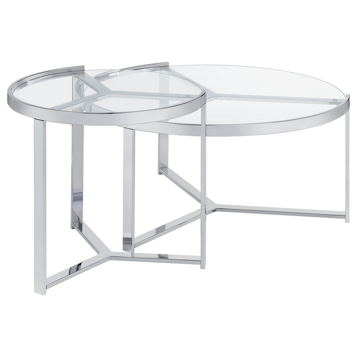 Delia 2-Piece Round Glass Top Nesting Coffee Table Chrome