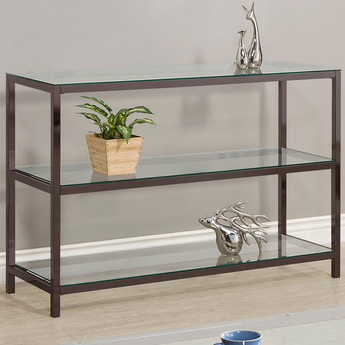 Trini 2-shelf Glass Top Entryway Console Table Black Nickel