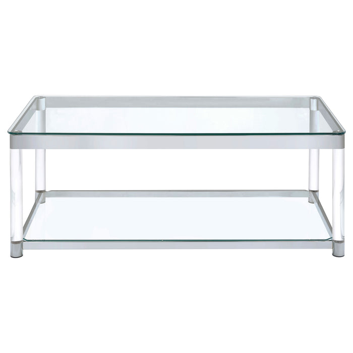 Anne Rectangular Glass Top Acrylic Leg Coffee Table Chrome