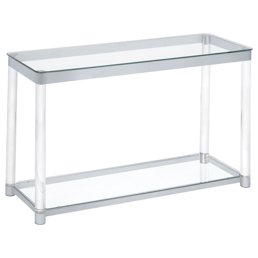 Anne Acrylic Glass Top Entryway Sofa Console Table Chrome