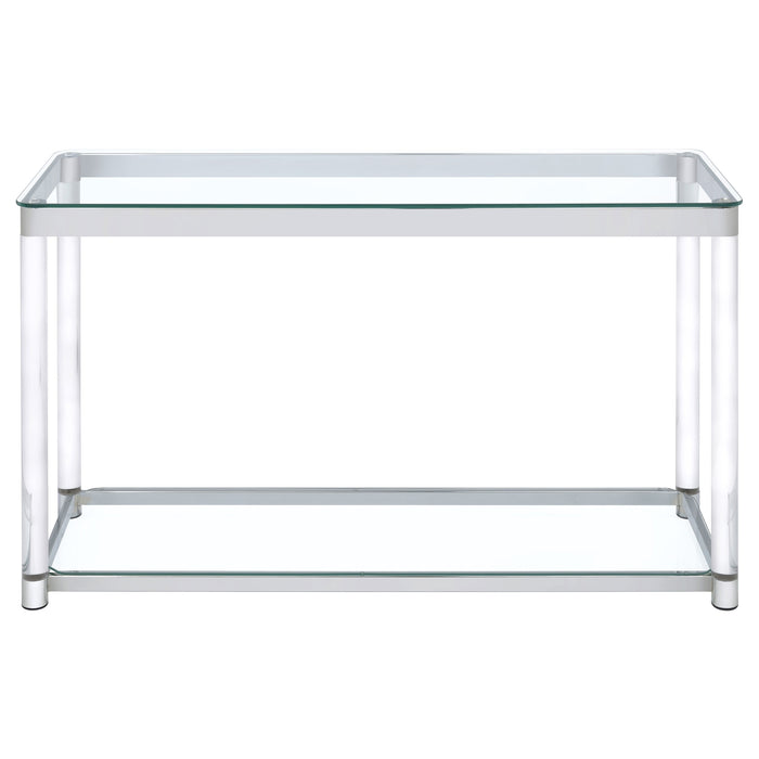 Anne Acrylic Glass Top Entryway Sofa Console Table Chrome