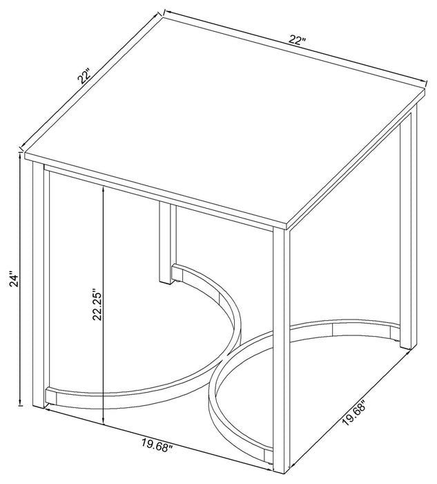 Leona Square Faux Marble Side End Table Satin Nickel