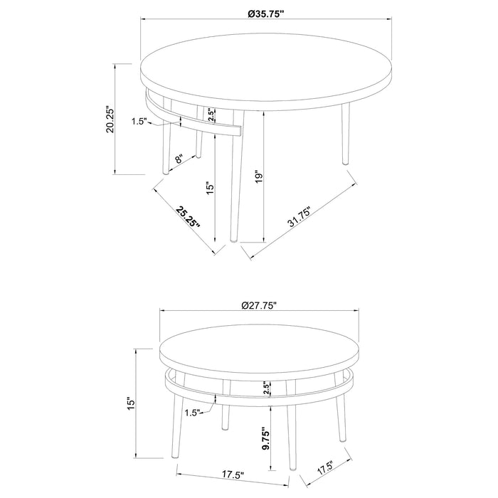 Avilla 2-piece Round Marble Top Coffee Table Set White