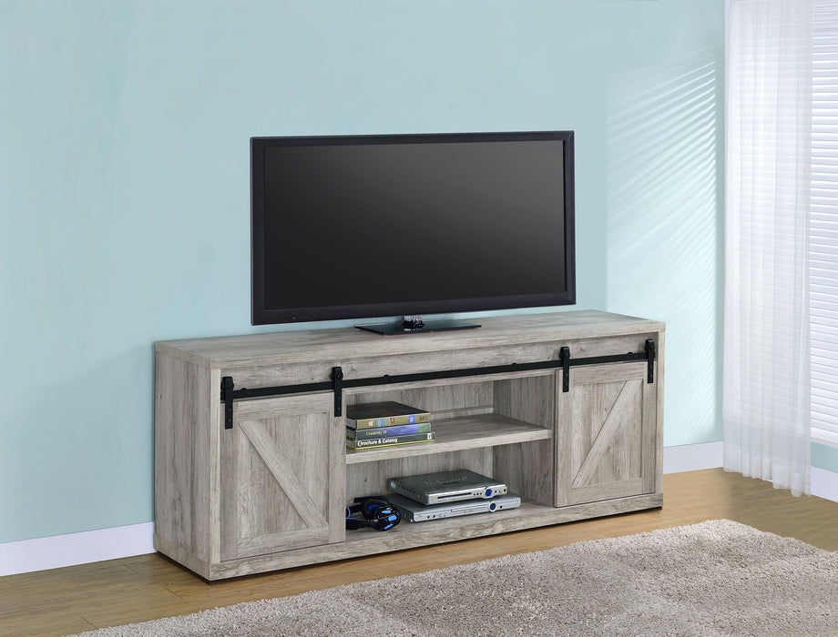 Brockton 2-door Engineered Wood 71" TV Stand Grey Driftwood