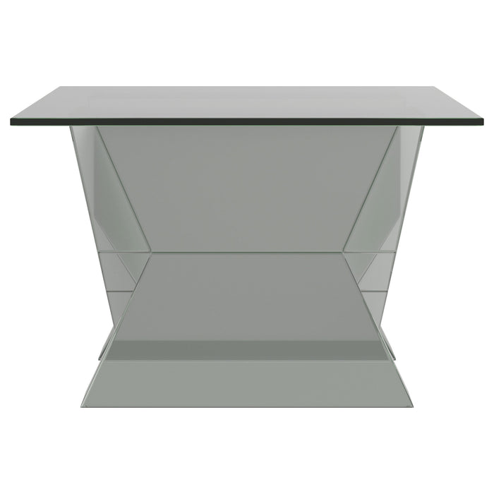 Taffeta Glass Top Mirrored Acrylic Coffee Table Silver