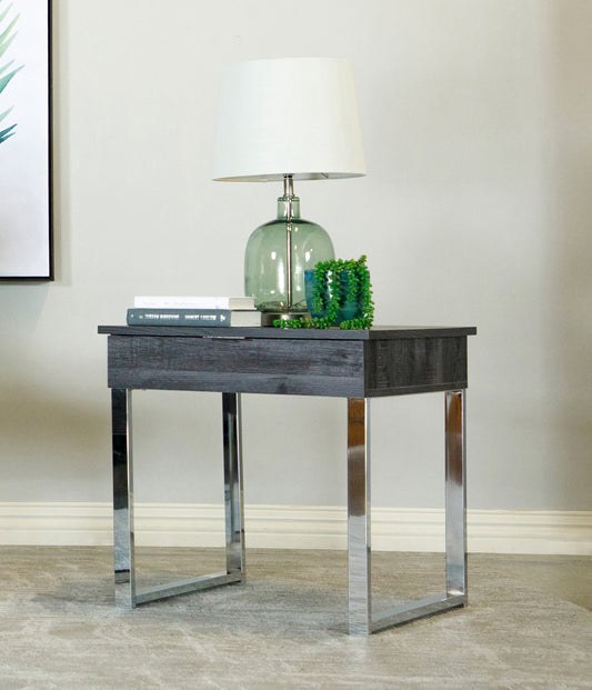 Aldine Square 1-drawer Side End Table Dark Charcoal