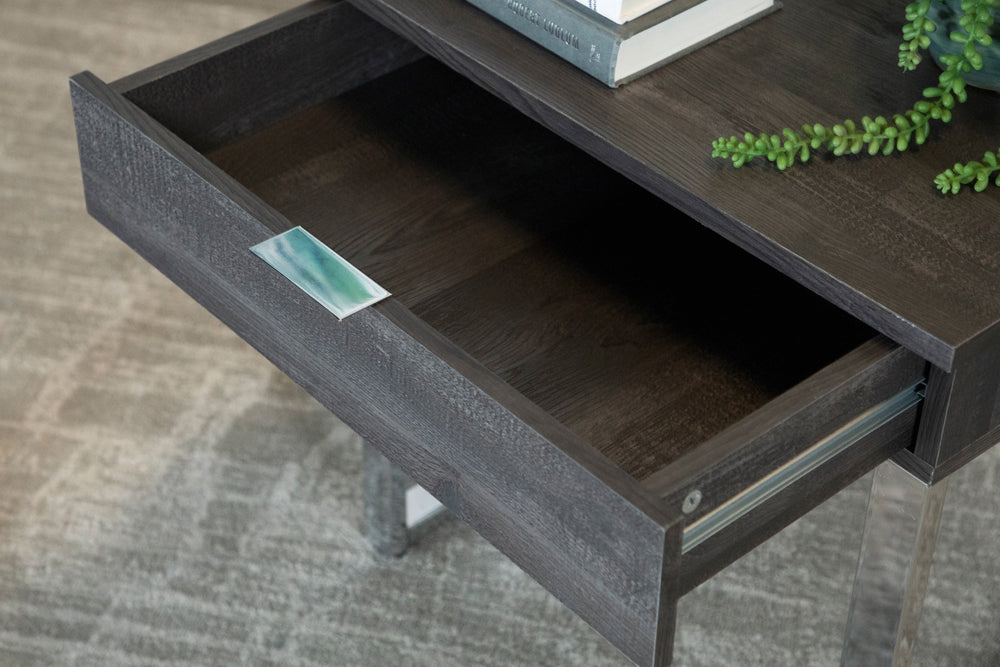 Aldine Square 1-drawer Side End Table Dark Charcoal