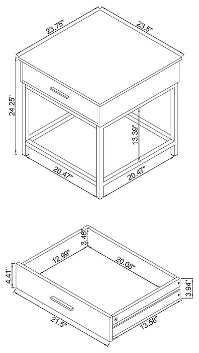 Byers 1-drawer Square Engineered Wood End Table Brown Oak