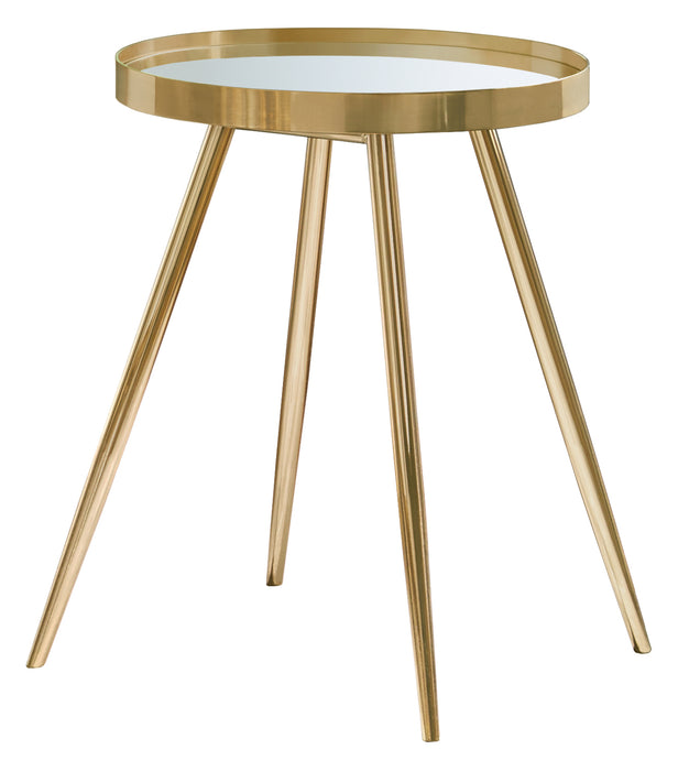 Kaelyn Round Mirror Top End Table Gold