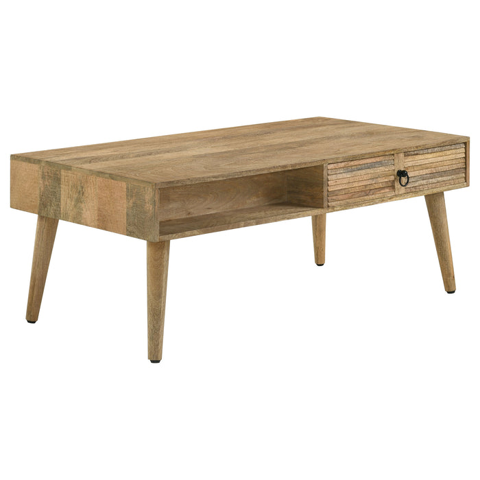 Zabel 1-drawer Rectangular Mango Wood Coffee Table Natural