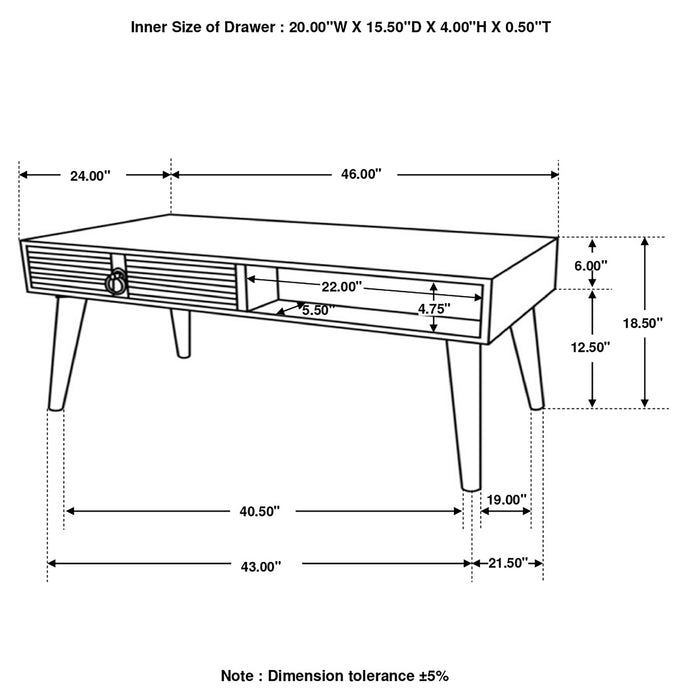 Zabel 1-drawer Rectangular Mango Wood Coffee Table Natural