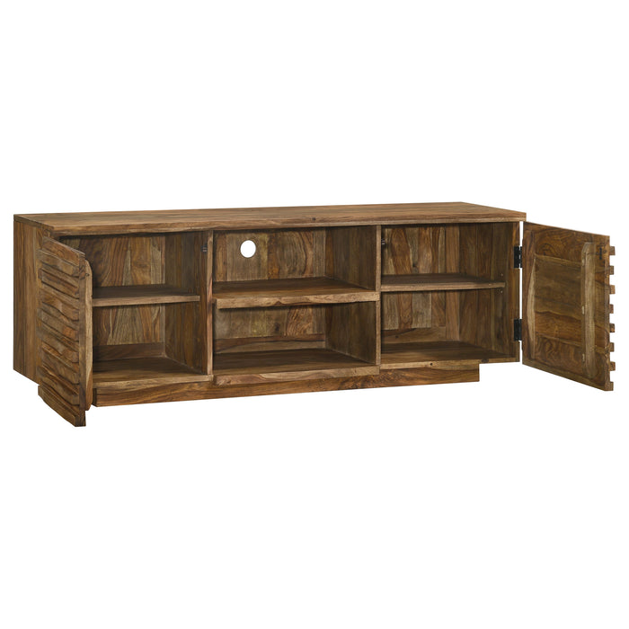 Julia 2-door Solid Sheesham Wood 58" TV Stand Natural