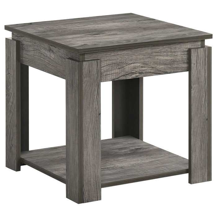 Donal 3-piece Rectangular Coffee Table Set Weathered Grey