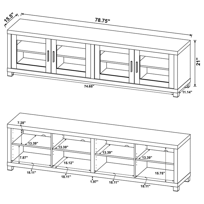 Jupiter 4-door Engineered Wood 79" TV Stand Black