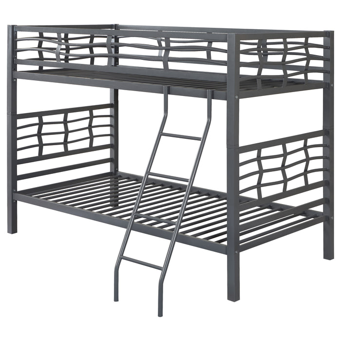 Fairfax Metal Twin Over Twin Bunk Bed Light Gunmetal