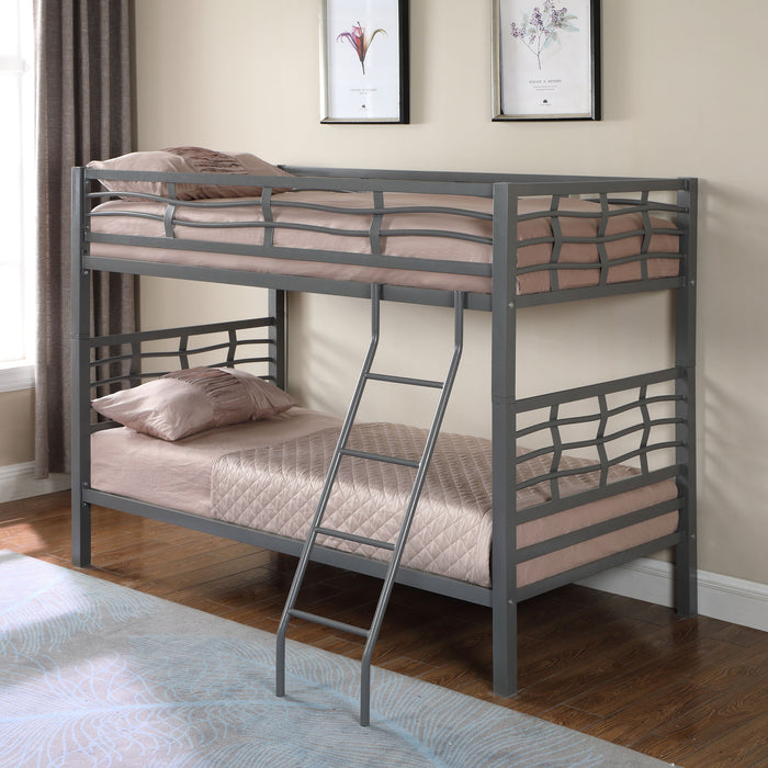 Fairfax Metal Twin Over Twin Bunk Bed Light Gunmetal