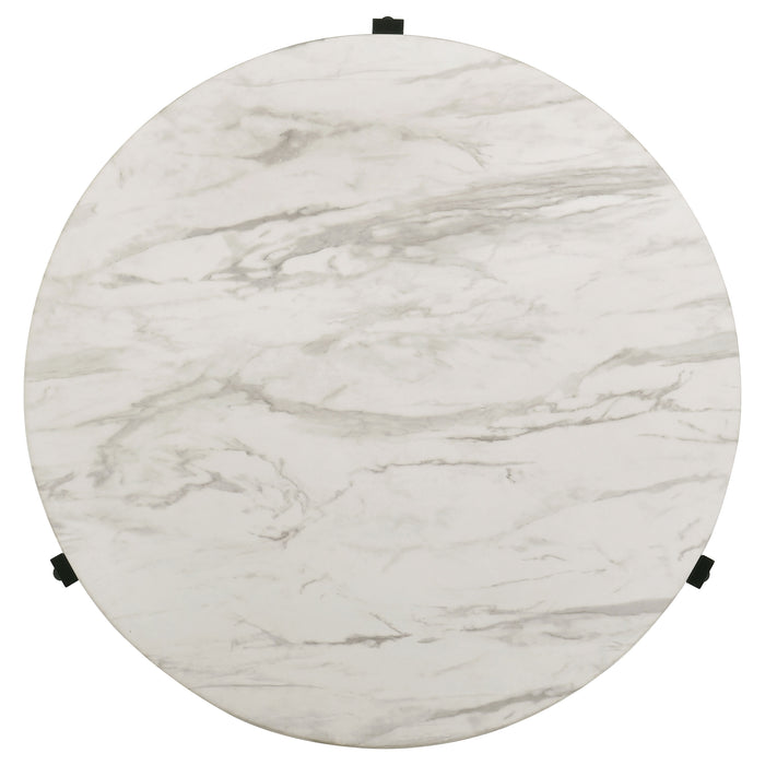 Tandi Round Faux Marble Coffee Table White and Black