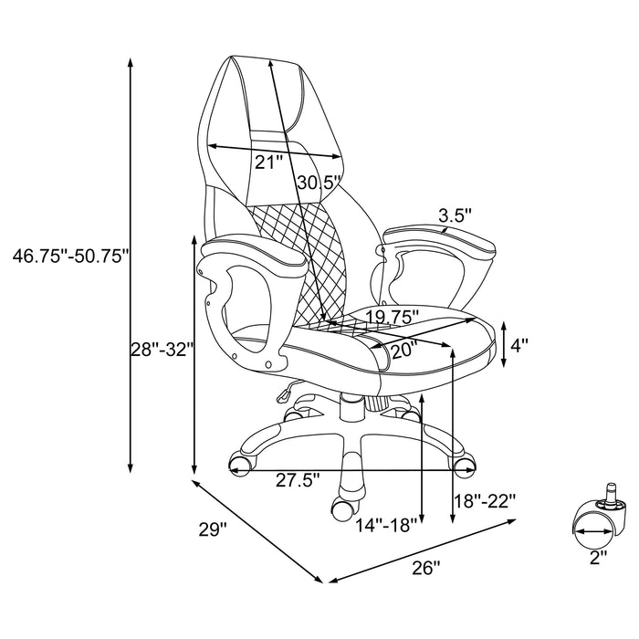 Bruce Upholstered Adjustable Home Office Desk Chair White