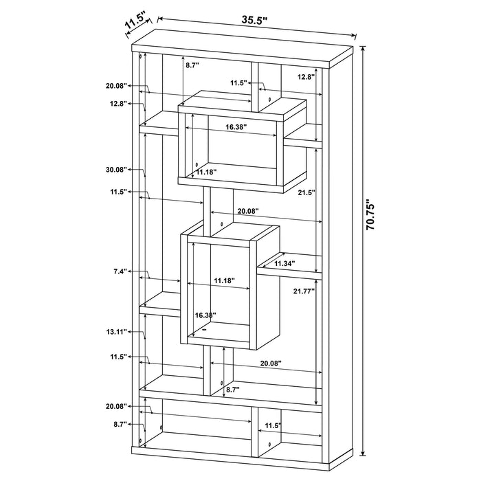 Howie 71-inch 8-shelf Bookshelf White