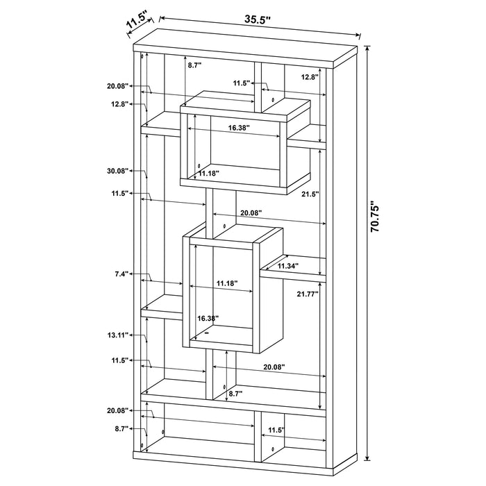 Howie 71-inch 8-shelf Bookshelf Cappuccino