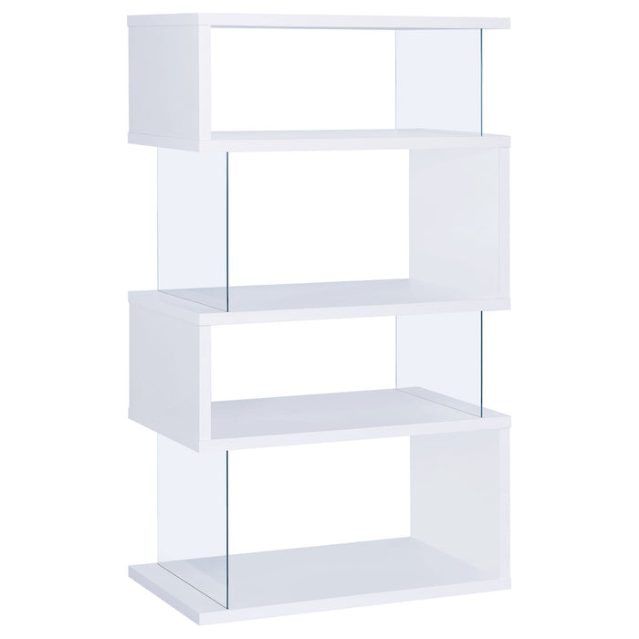 Emelle 63-inch 4-shelf Glass Panel Bookshelf White