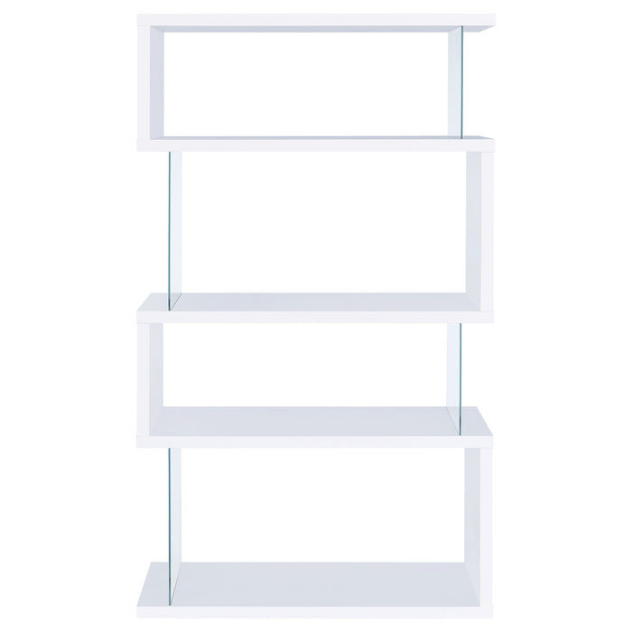 Emelle 63-inch 4-shelf Glass Panel Bookshelf White