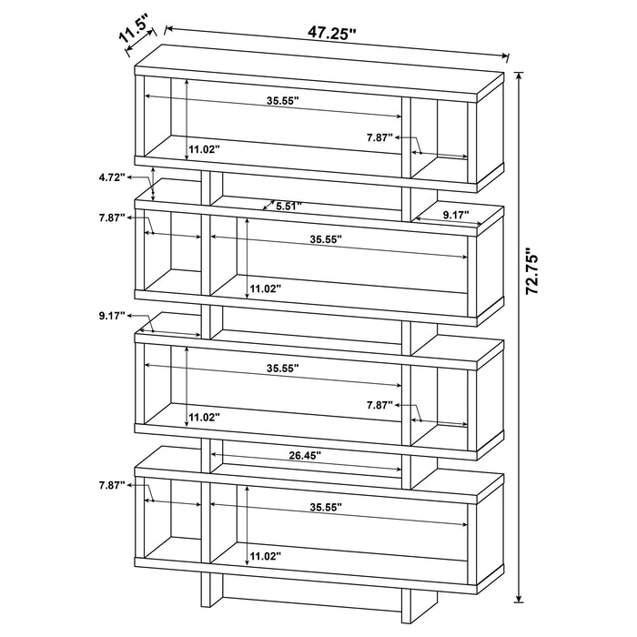 Reid 73-inch 4-shelf Bookshelf Cappuccino