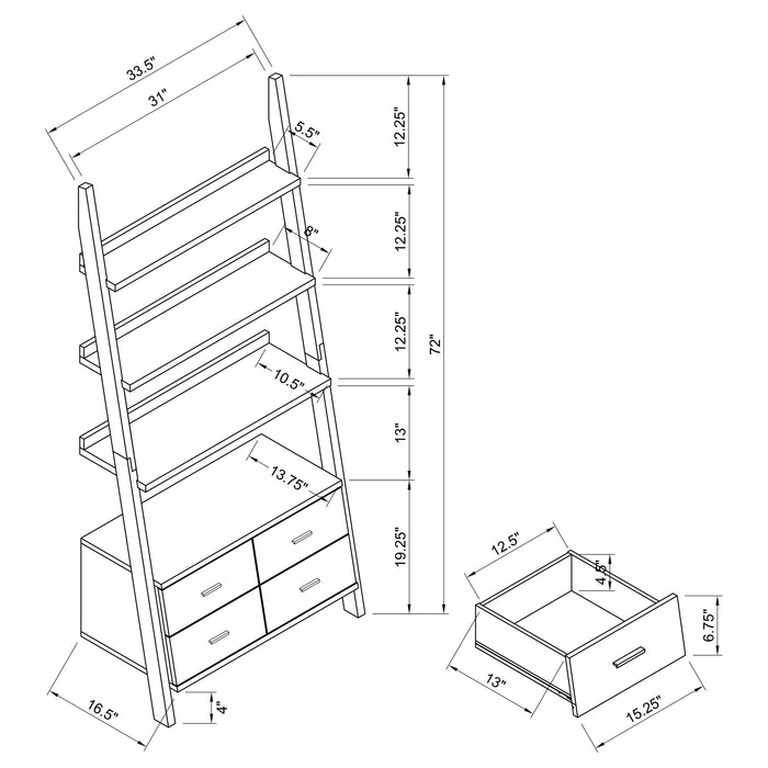 Colella 3-piece Storage Ladder Bookshelf Set Cappuccino