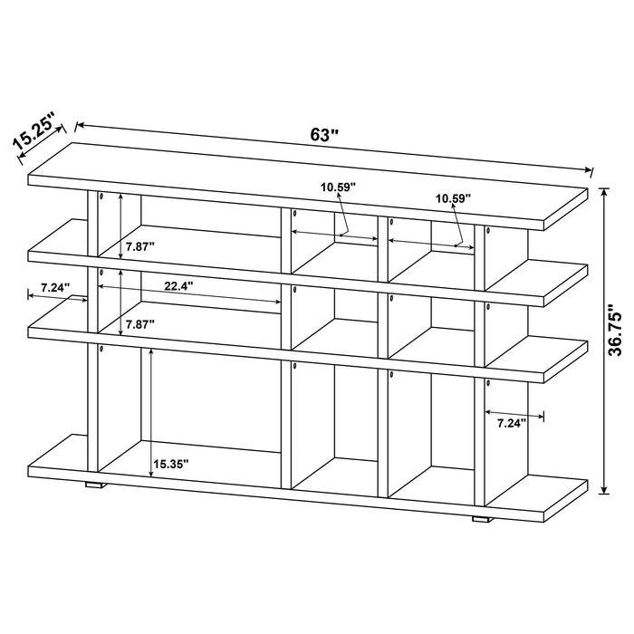 Santos 63-inch 3-shelf Console Bookcases Weathered Grey