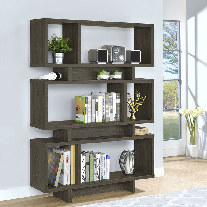 Reid 66-inch 4-shelf Bookshelf Weathered Grey