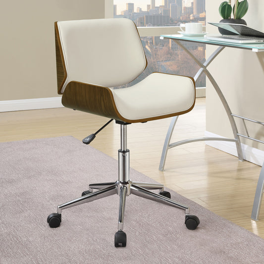 Addington Upholstered Adjustable Office Desk Chair Ecru