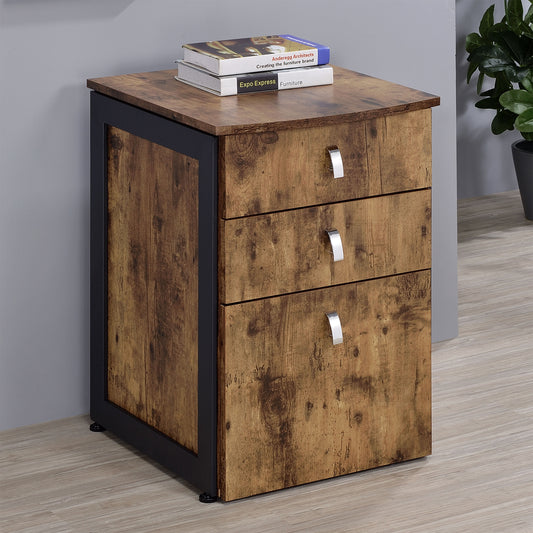 Estrella 3-drawer Home Office File Cabinet Rustic Nutmeg