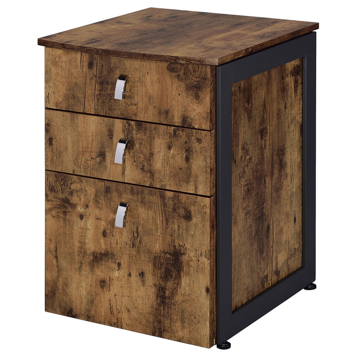 Estrella 3-drawer Home Office File Cabinet Rustic Nutmeg