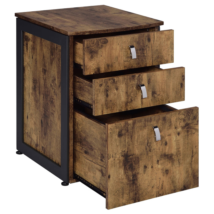 Estrella 3-drawer Home Office File Cabinet Rustic Nutmeg