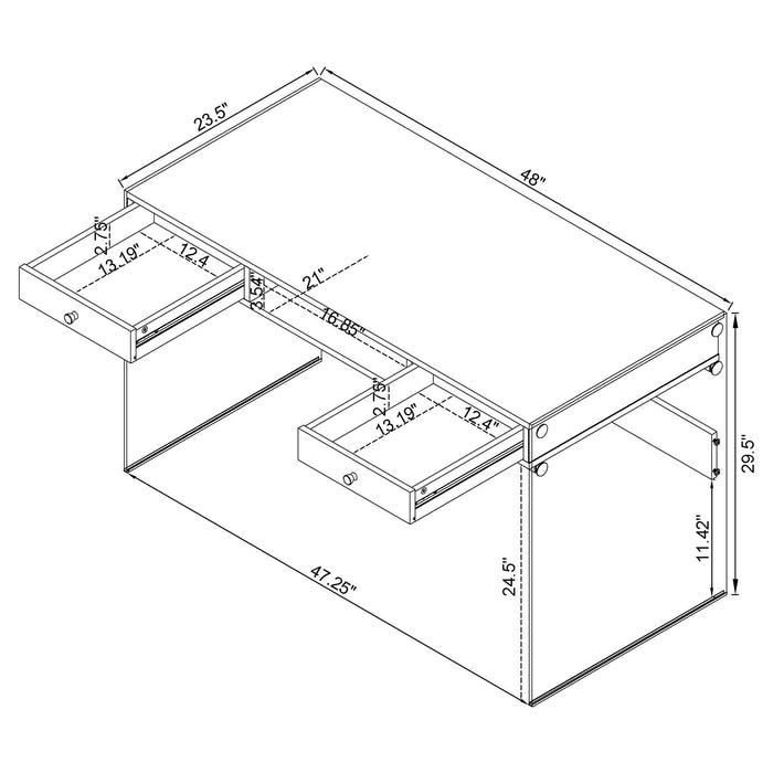 Dobrev 48-inch 2-drawer Writing Desk White High Gloss