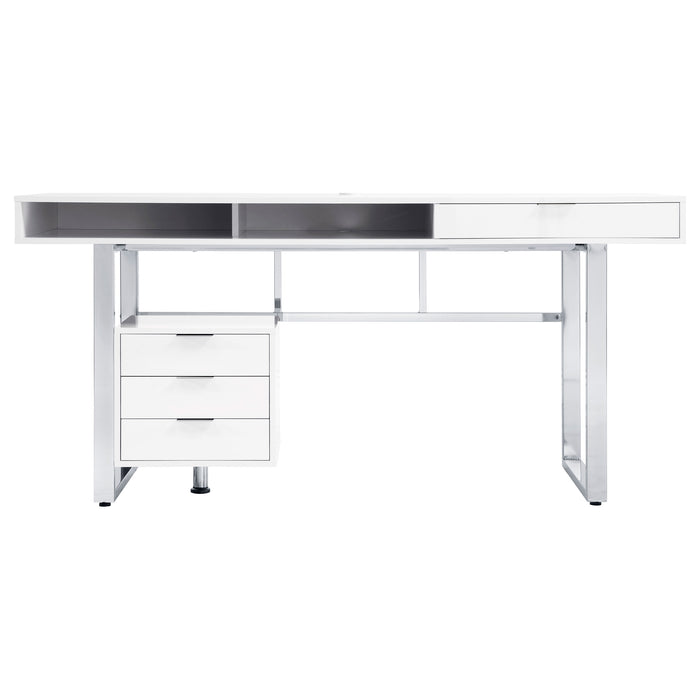 Whitman 65-inch 4-drawer Computer Desk White High Gloss