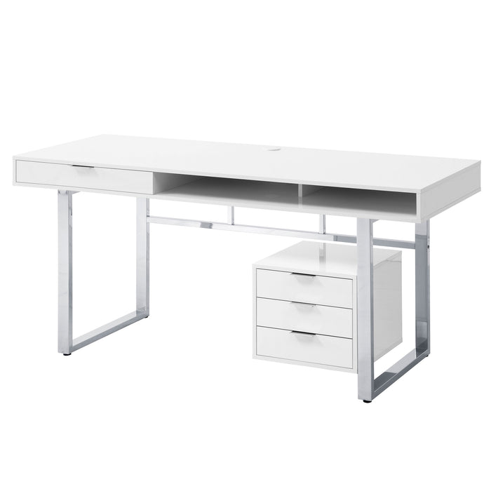 Whitman 65-inch 4-drawer Computer Desk White High Gloss