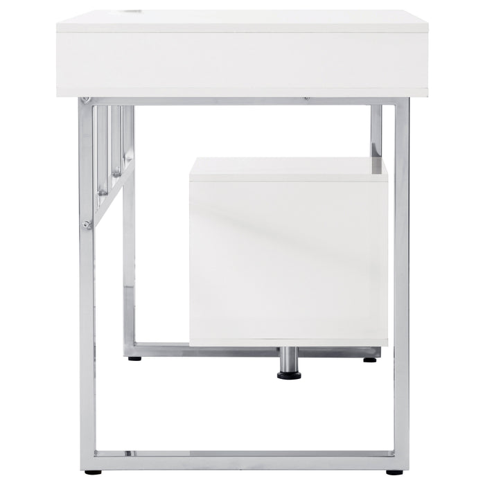 Whitman 65-inch 4-drawer Computer Desk White High Gloss