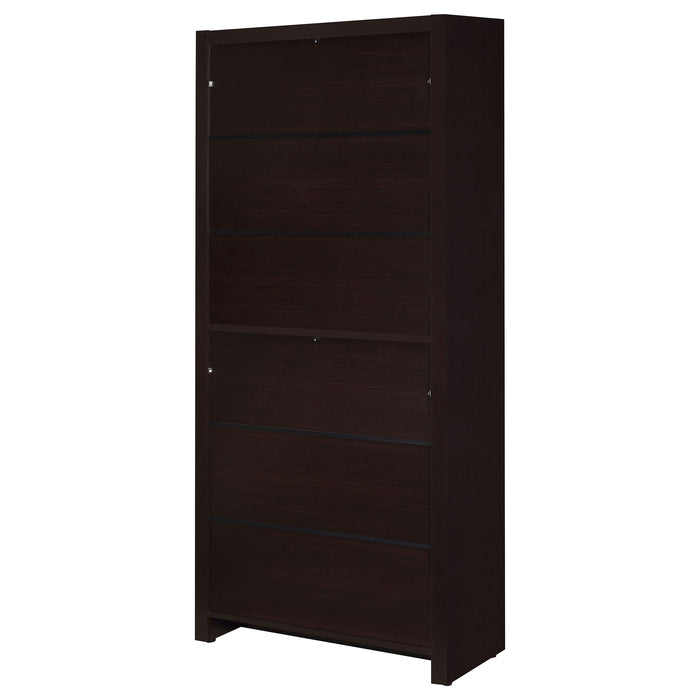 Skylar 71-inch 5-shelf Bookcase with Drawer Cappuccino