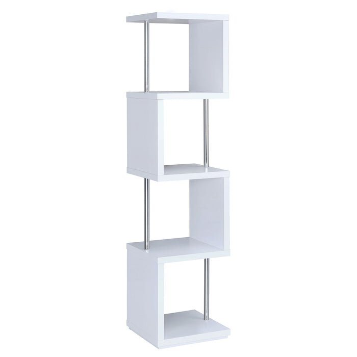 Baxter 67-inch 4-shelf Bookshelf White and Chrome