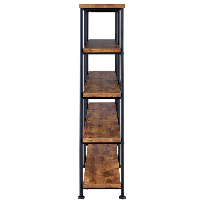 Analiese 63-inch 4-shelf Double Bookshelf Rustic Nutmeg