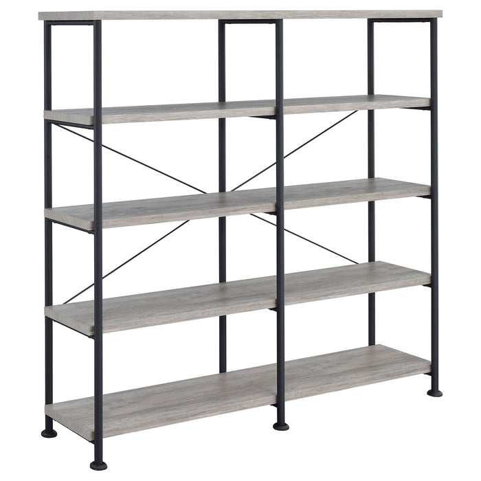 Analiese 63-inch 4-shelf Double Bookshelf Grey Driftwood