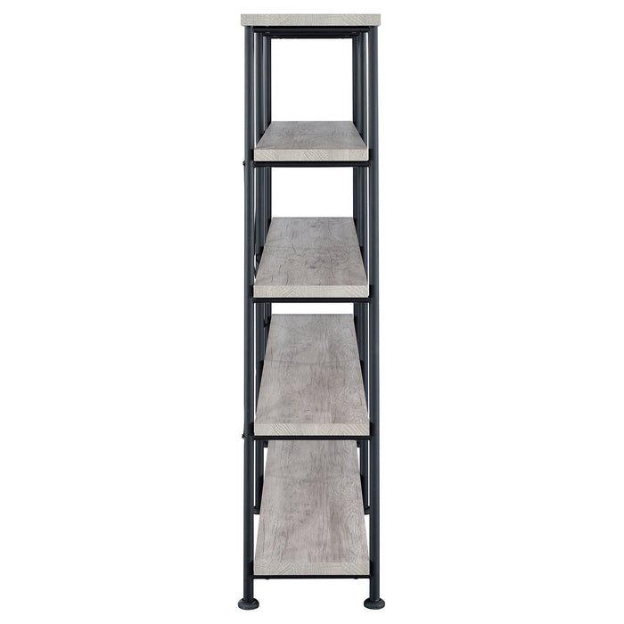 Analiese 63-inch 4-shelf Double Bookshelf Grey Driftwood