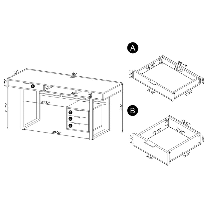 Whitman 65-inch 4-drawer Computer Desk Weathered Grey