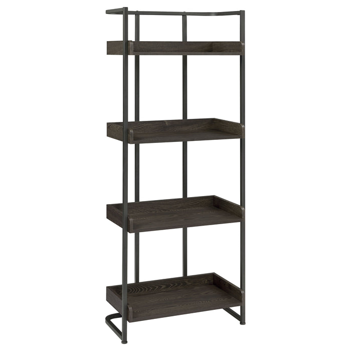 Ember 68-inch 4-shelf Bookshelf Dark Oak and Black