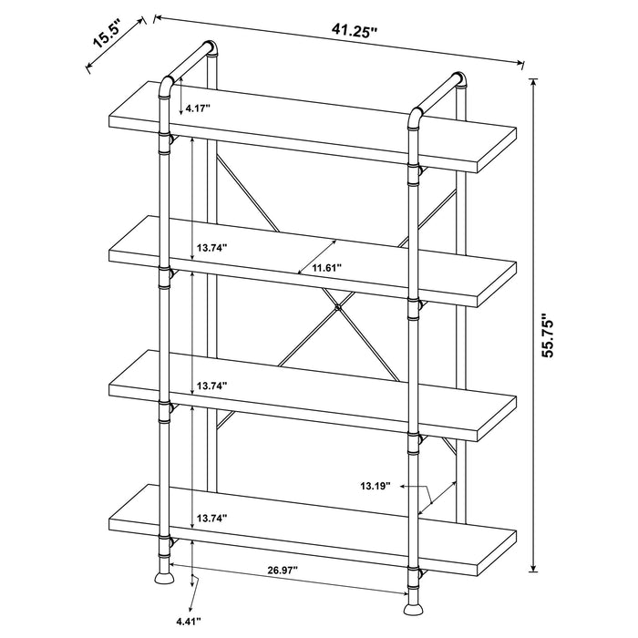 Delray 56-inch 4-shelf Bookshelf Grey Driftwood and Black