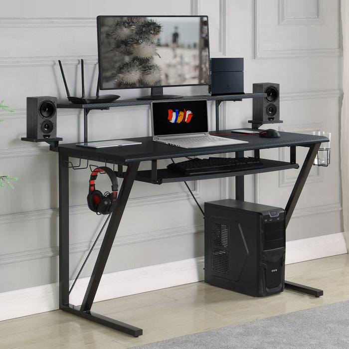 Wedalia 60-inch Computer Gaming Desk with Utility Hook Black