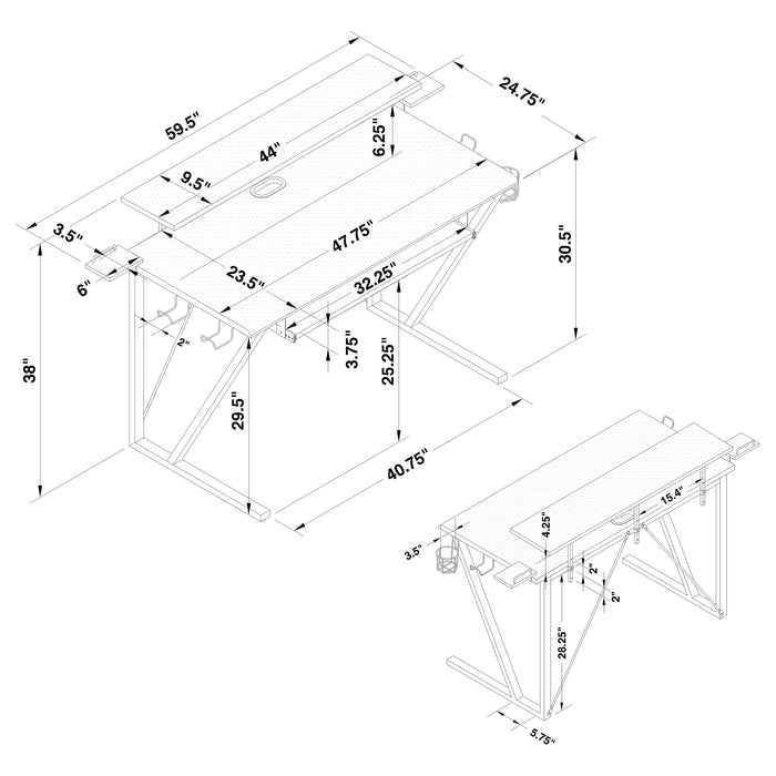 Wedalia 60-inch Computer Gaming Desk with Utility Hook Black